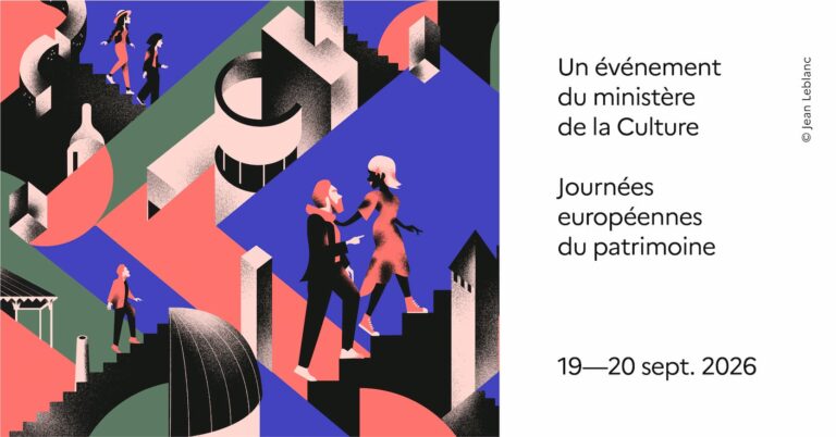 Affiche illustrée des Journées européennes du patrimoine, 19 et 20 septembre 2026
